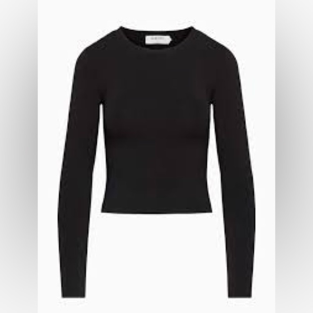 Aritzia Babaton Black Knit Sculpt Top